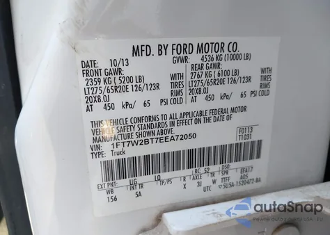 2014 Ford F-250 Lariat z USA, uszkodzony, nr VIN 1FT7W2BT7EEA72050